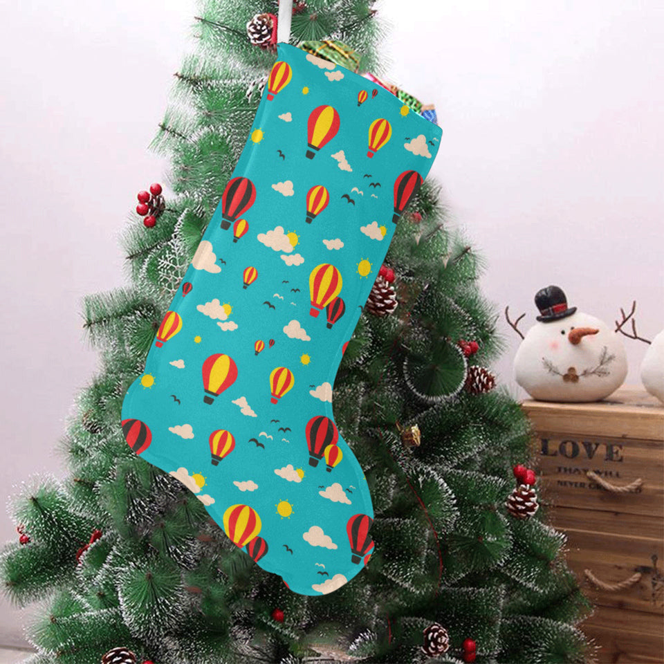 Hot Air Balloon Sky Pattern Christmas Stocking