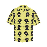 Cute ninja yellow background Men's All Over Print Hawaiian Shirt