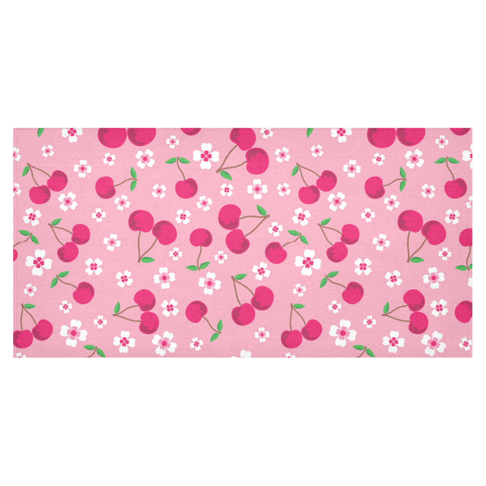 cherry flower pattern pink background Tablecloth