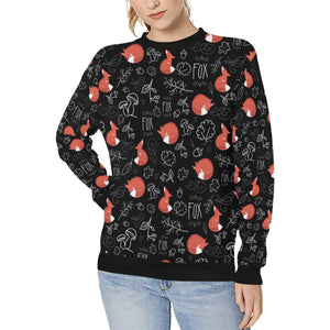fox sleeping fox pattern Women's Crew Neck Sweatshirt