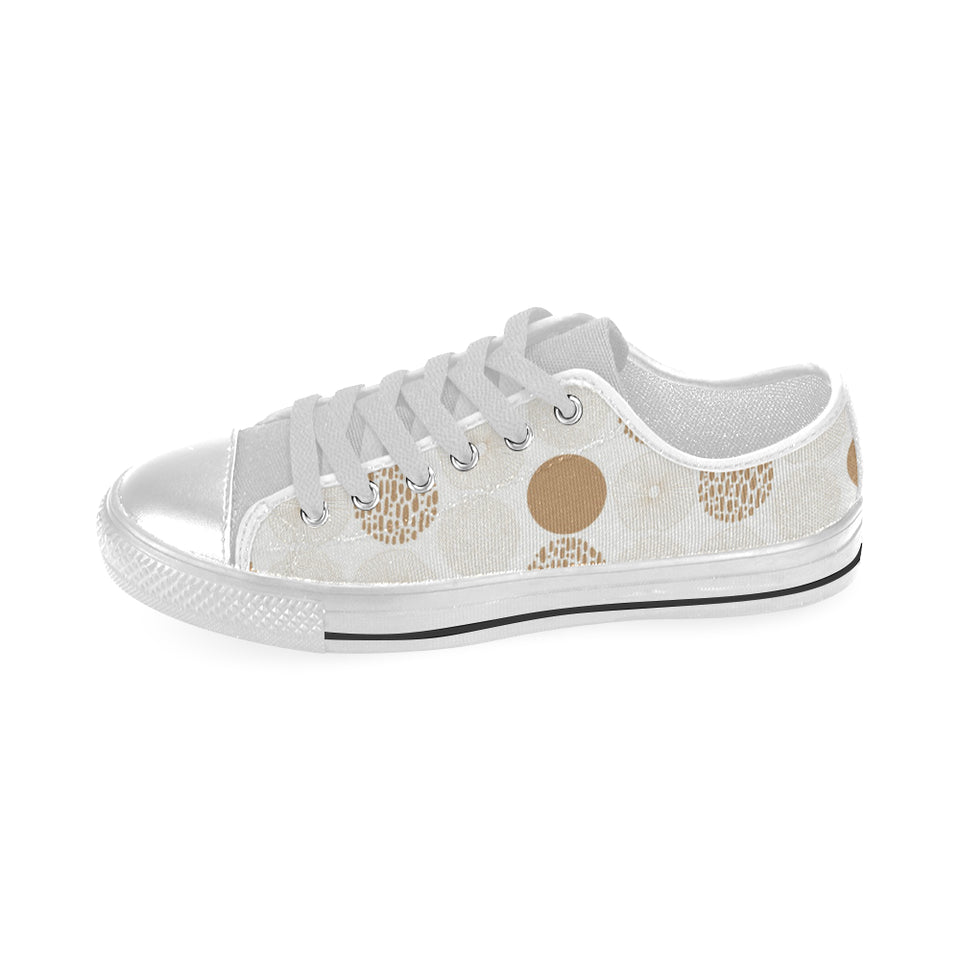 Gold Texture mushroom pattern Men's Low Top Canvas Shoes White