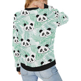 Panda pattern tropical leaves background Women's Crew Neck Sweatshirt