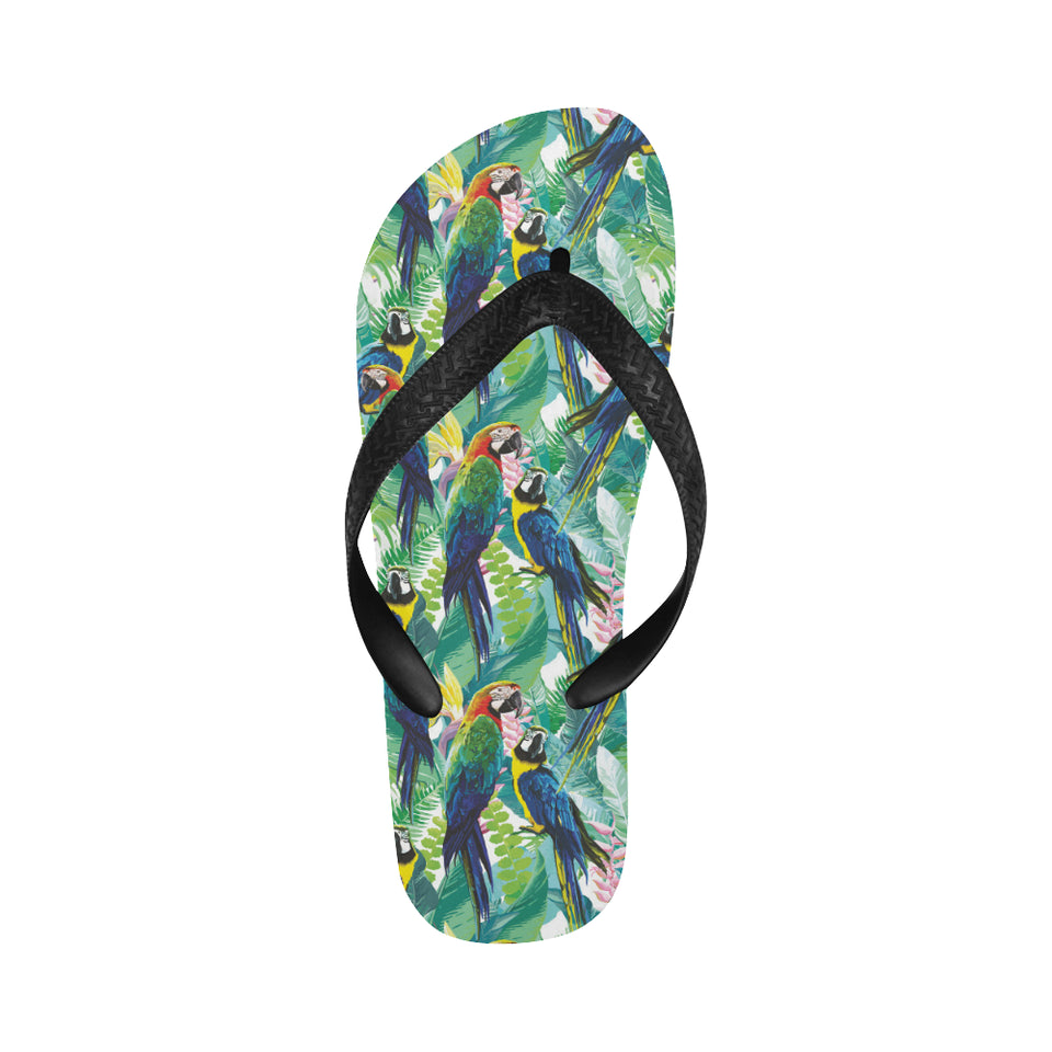 Colorful parrot exotic flower leaves Unisex Flip Flops