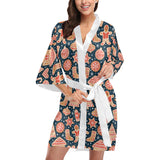 Christmas gingerbread cookie pattern Women's Short Kimono Robe