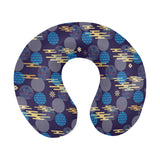 Blue japanese pattern cloud wave flower U-Shaped Travel Neck Pillow