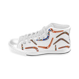 Boomerang Australian aboriginal ornament pattern Men's High Top Canvas Shoes White