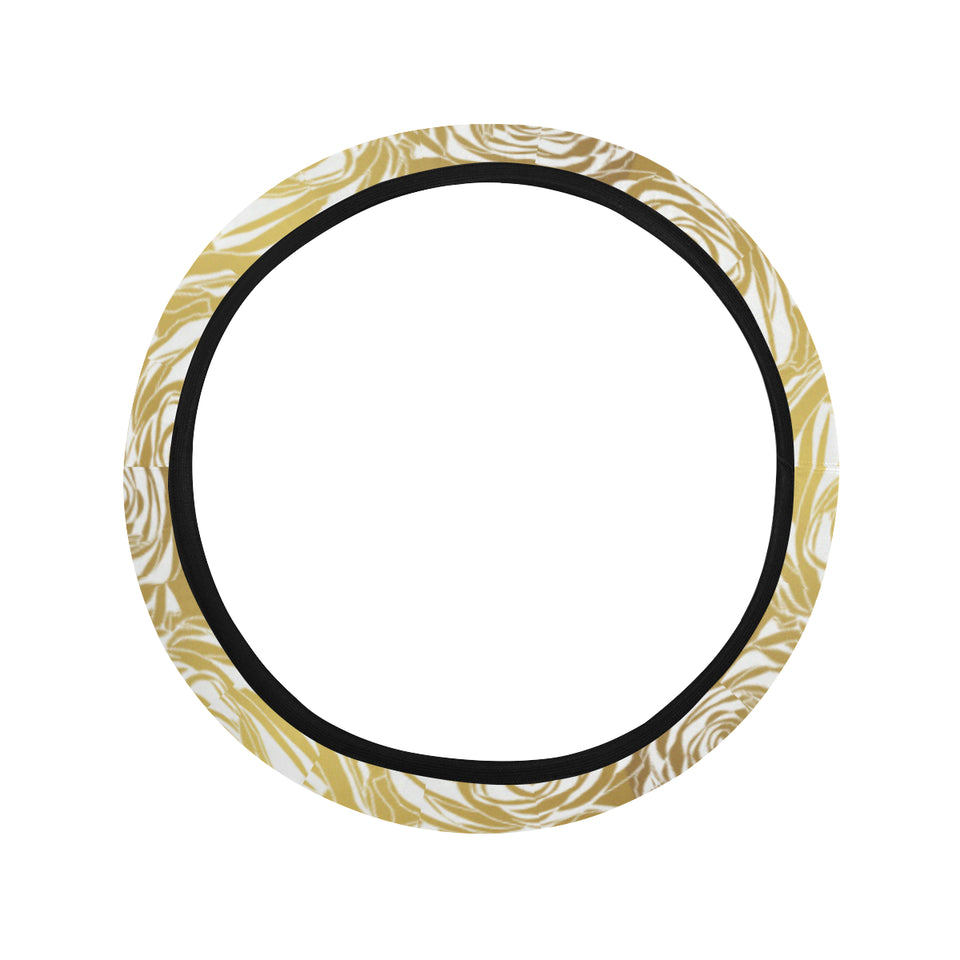 Rose Pattern Print Design 05 Car Steering Wheel Cover