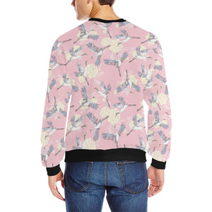 Japanese crane rose pattern Men's Crew Neck Sweatshirt