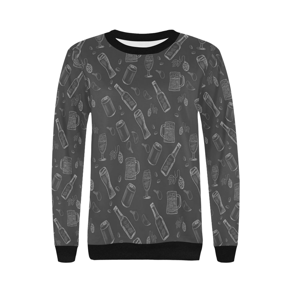 Beer hand drawn pattern Women's Crew Neck Sweatshirt
