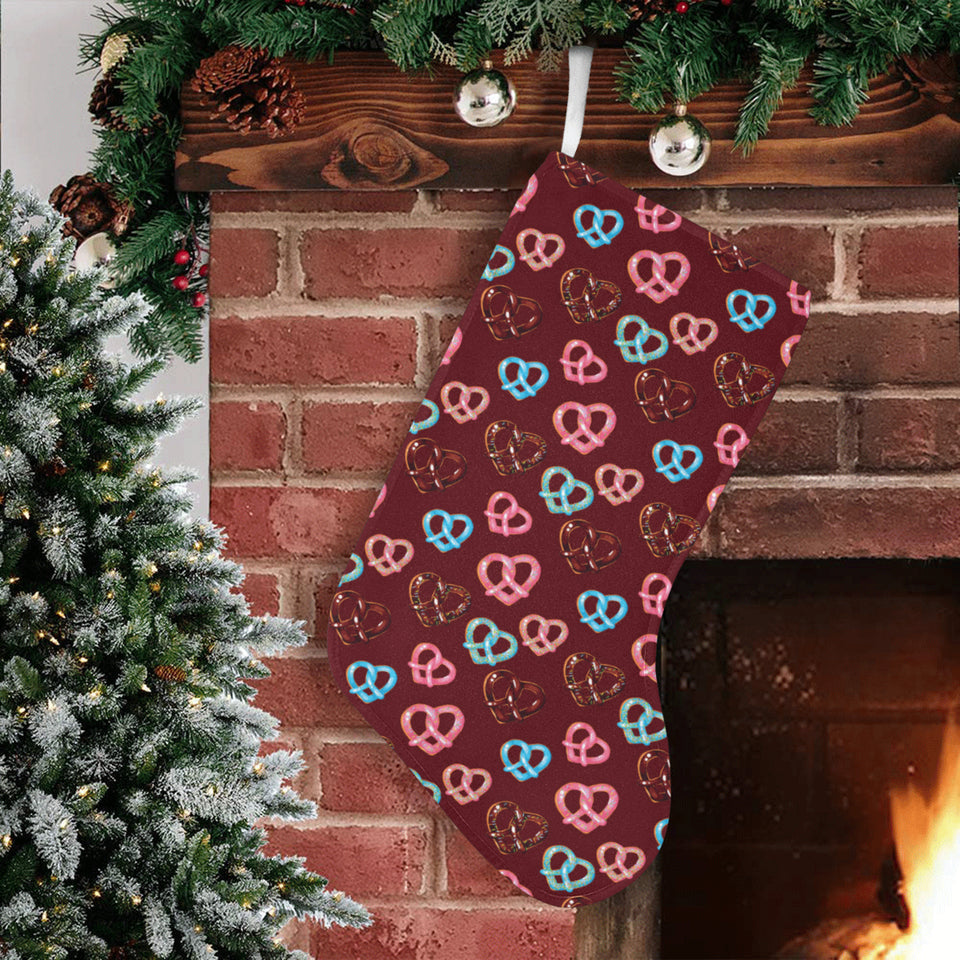 Pretzels Pattern Print Design 05 Christmas Stocking