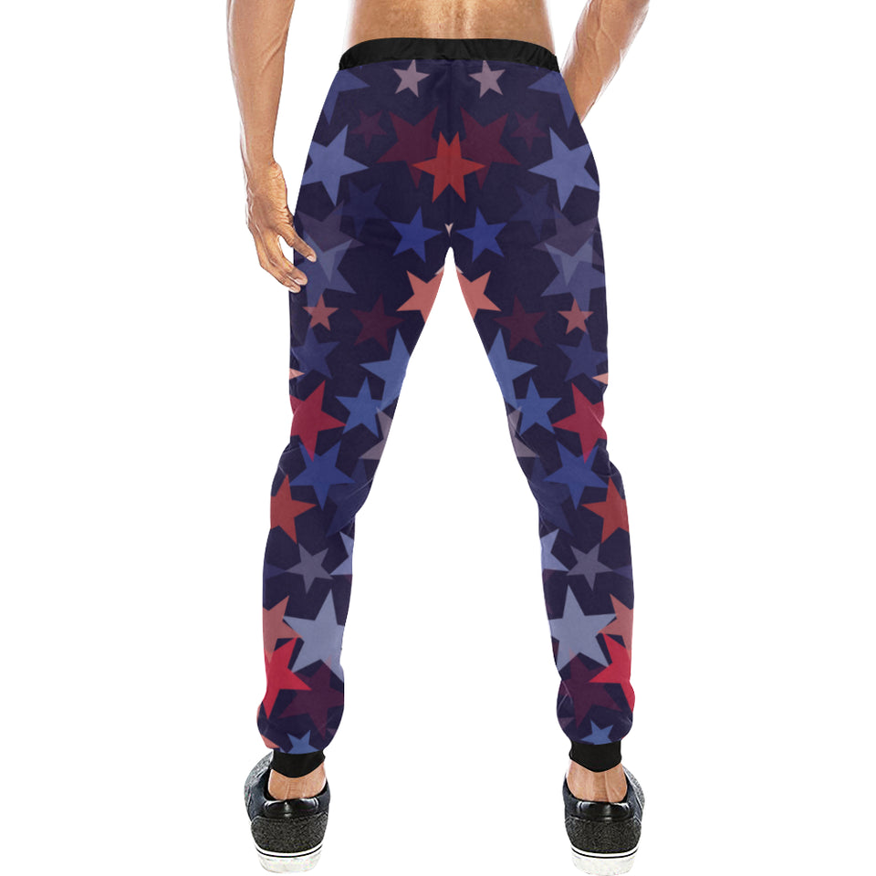 Red blue star pattern Unisex Casual Sweatpants