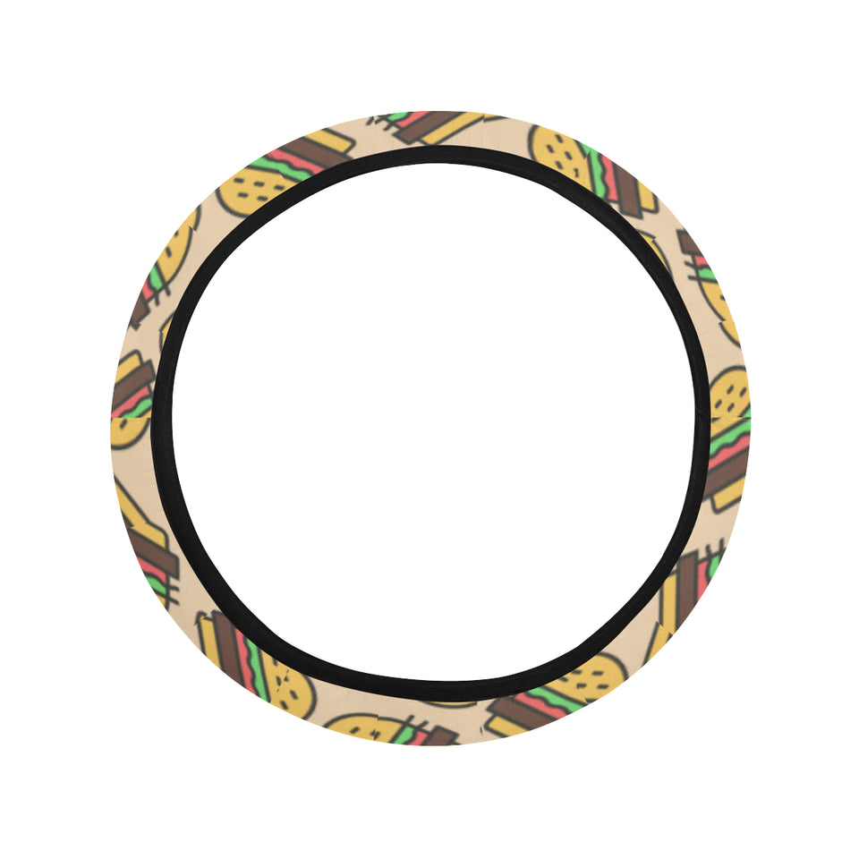Hamburger Pattern Print Design 01 Car Steering Wheel Cover