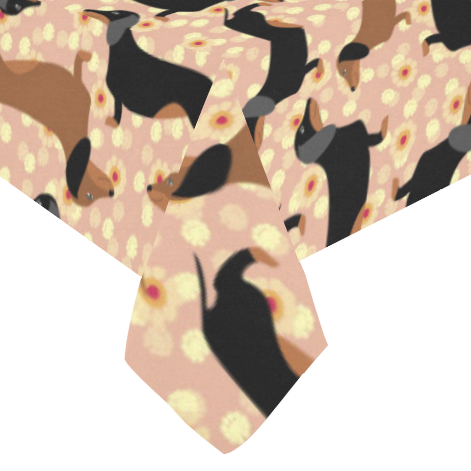 Dachshund floral background Tablecloth