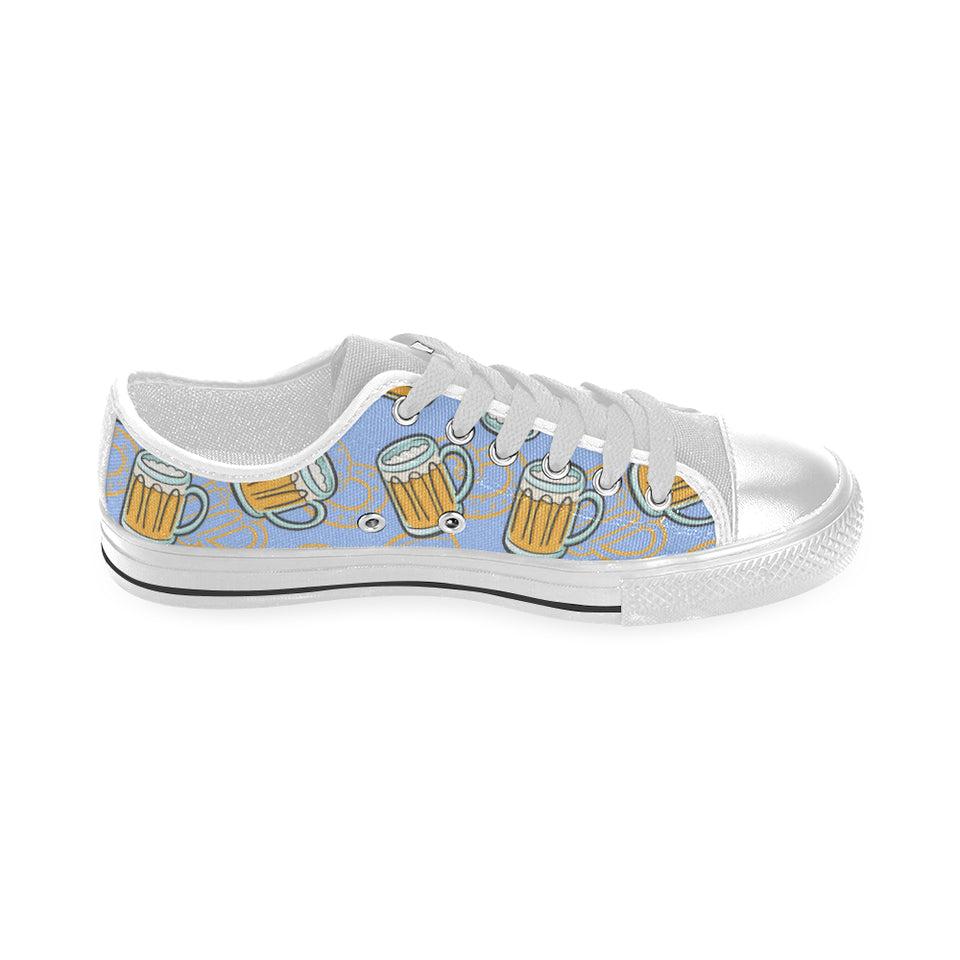 Beer pattern Men's Low Top Shoes White