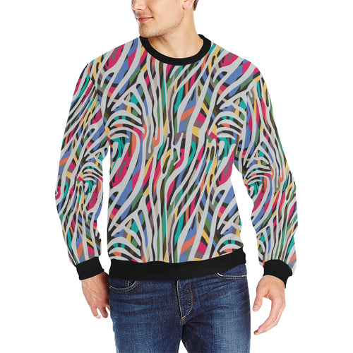 Colorful zebra skin pattern Men's Crew Neck Sweatshirt