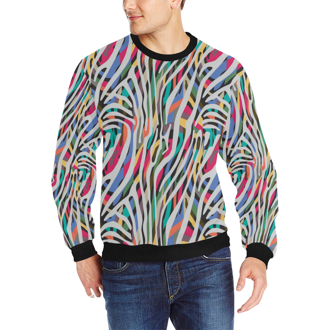 Colorful zebra skin pattern Men's Crew Neck Sweatshirt