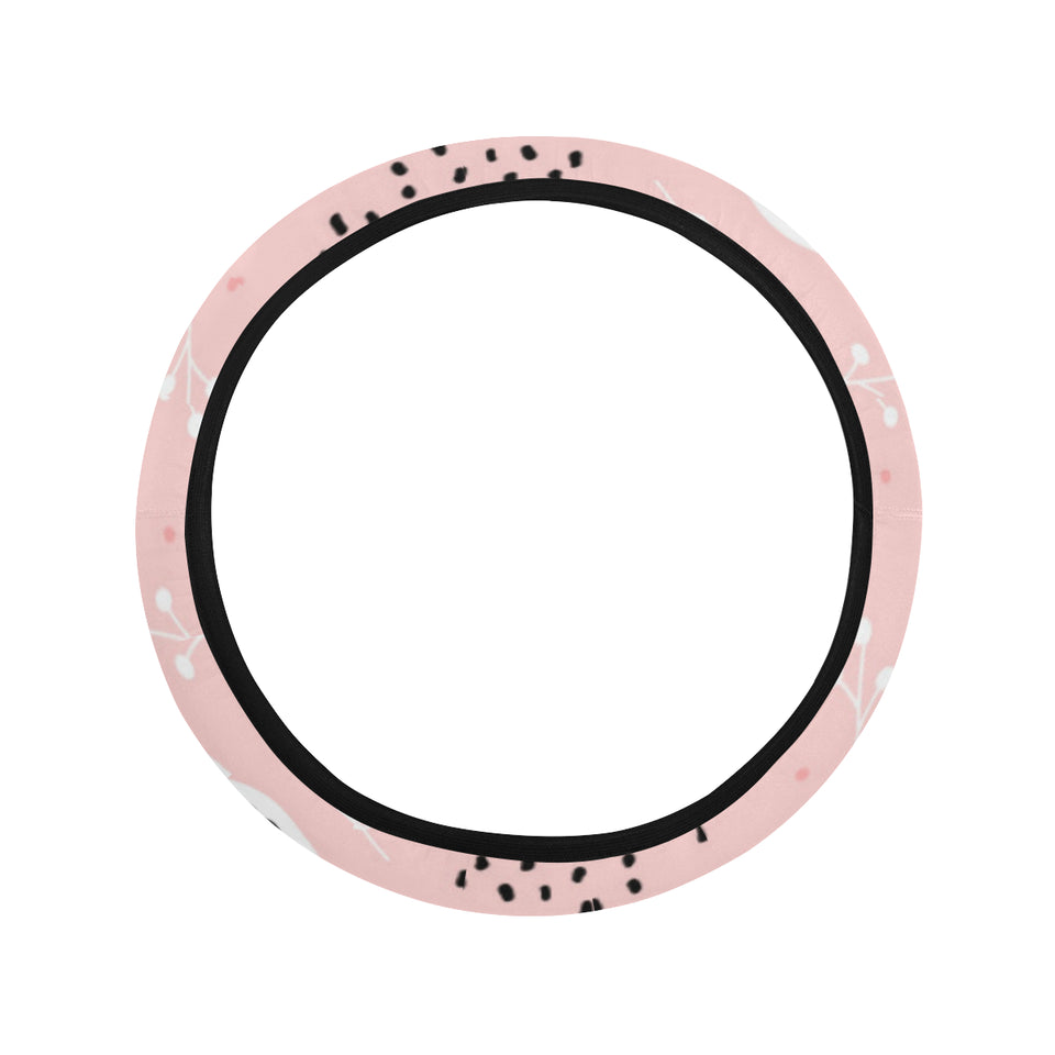 Cute fox pattern pink background Car Steering Wheel Cover