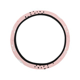 Cute fox pattern pink background Car Steering Wheel Cover