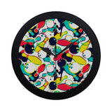 watercolor bowling ball pins Elegant Black Wall Clock
