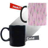 Lavender pattern pink background Morphing Mug Heat Changing Mug