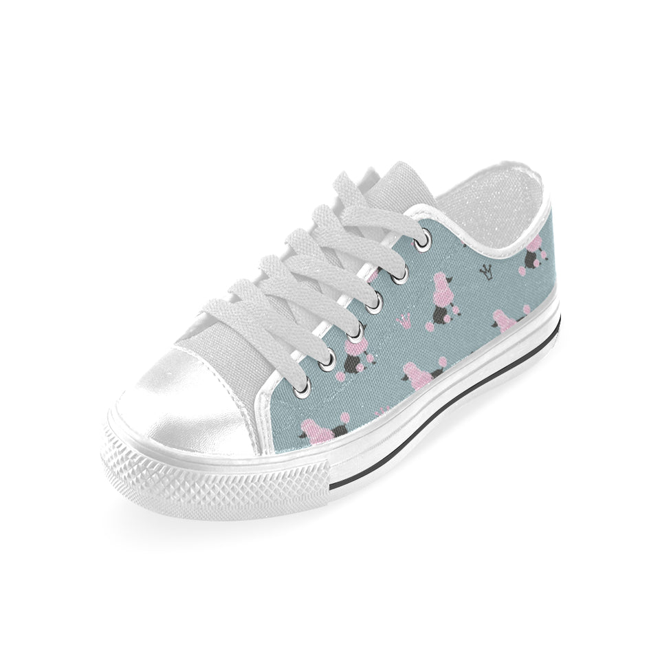 poodle dog pattern Men's Low Top Shoes White