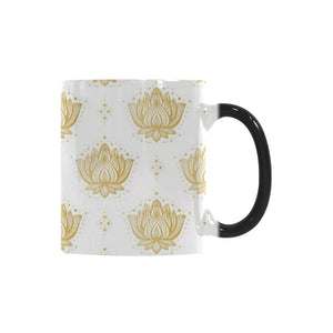 Gold Ornamental lotue waterlily symbol pattern Morphing Mug Heat Changing Mug