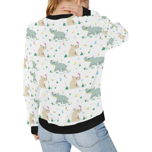 Cute Rhino pattern Women's Crew Neck Sweatshirt