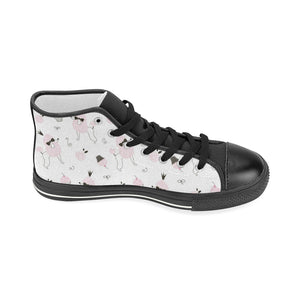 Poodle dog rose cake pattern Women's High Top Canvas Shoes Black