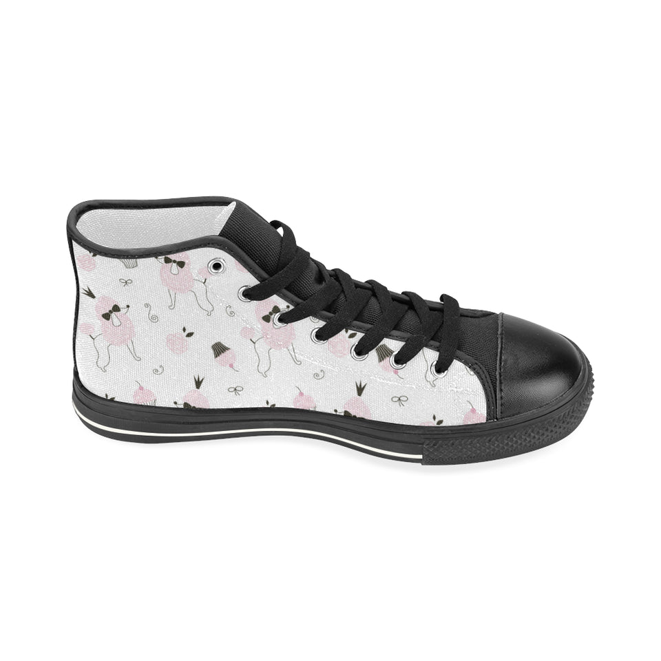 Poodle dog rose cake pattern Women's High Top Canvas Shoes Black