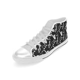 Saxophone music notes treble clef black white them Men's High Top Canvas Shoes White