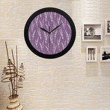Lavender flowers purple pattern Elegant Black Wall Clock