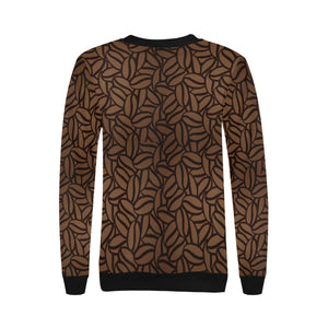 coffee bean pattern Women's Crew Neck Sweatshirt