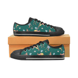 Kangaroo leaves pattern Men's Low Top Canvas Shoes Black