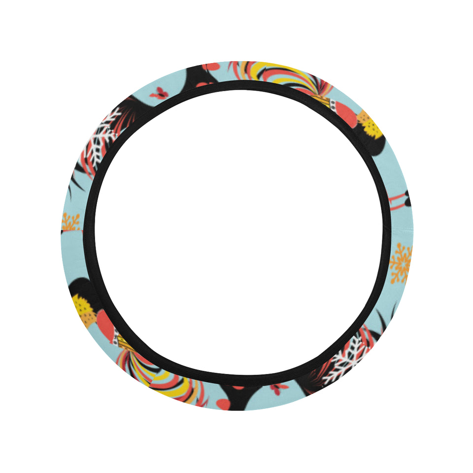 Rooster chicken cock snowfalke Car Steering Wheel Cover