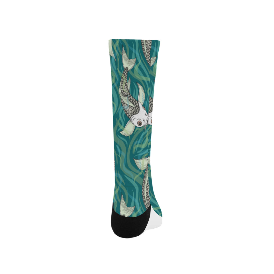 Koi Fish Carp Fish lotus pattern Crew Socks