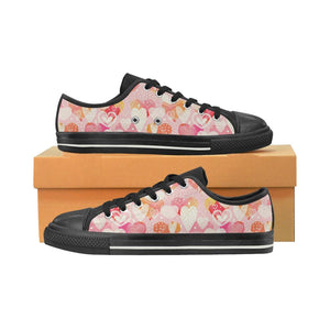 Hand drawn heart design pattern Kids' Boys' Girls' Low Top Canvas Shoes Black