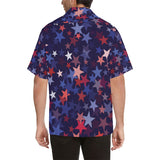 Red blue star pattern Men's All Over Print Hawaiian Shirt