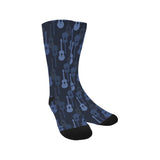 Blue Theme guitar pattern Crew Socks