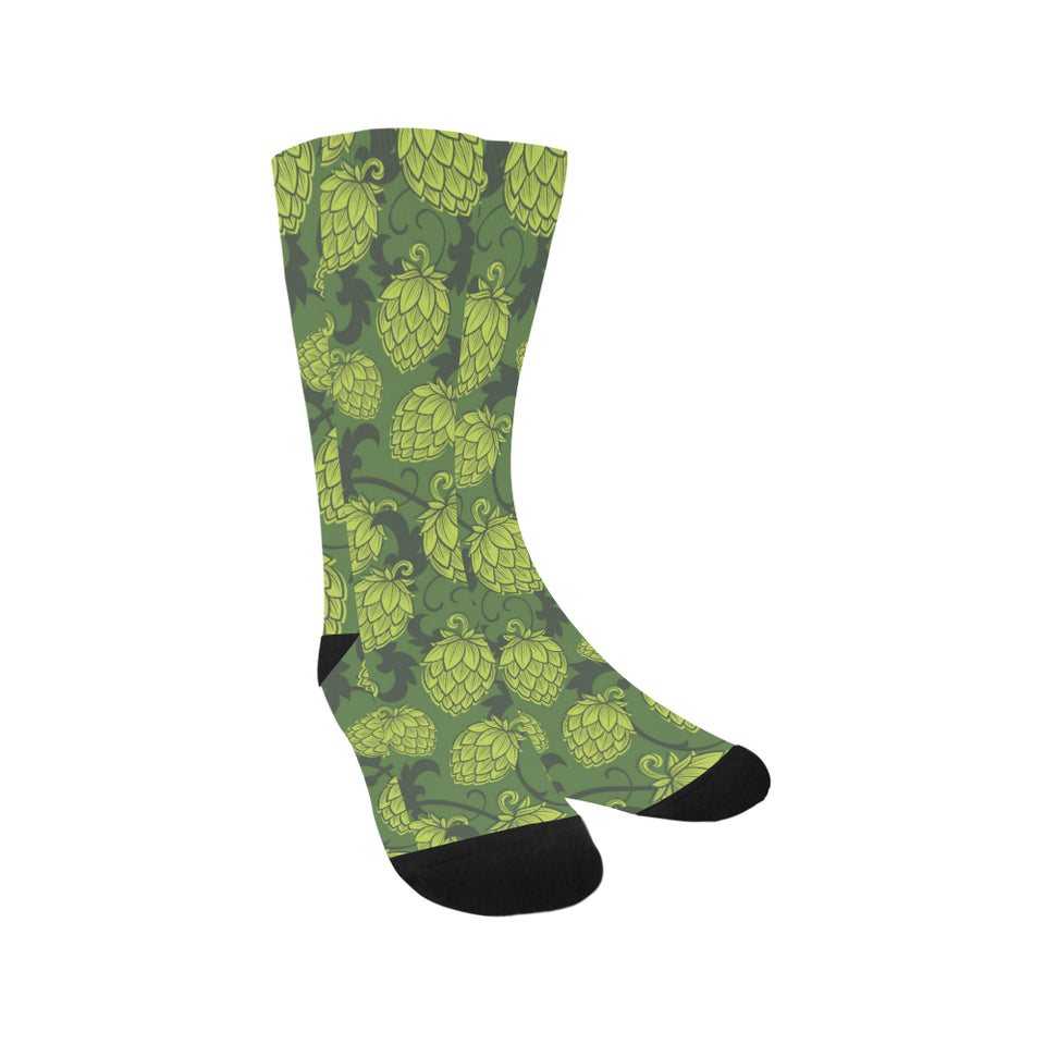 Hop pattern Hop cone background Crew Socks