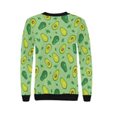 Avocado pattern green background Women's Crew Neck Sweatshirt