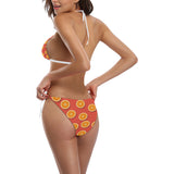 Oranges pattern red background Sexy Bikinis Two-Piece Swimsuits