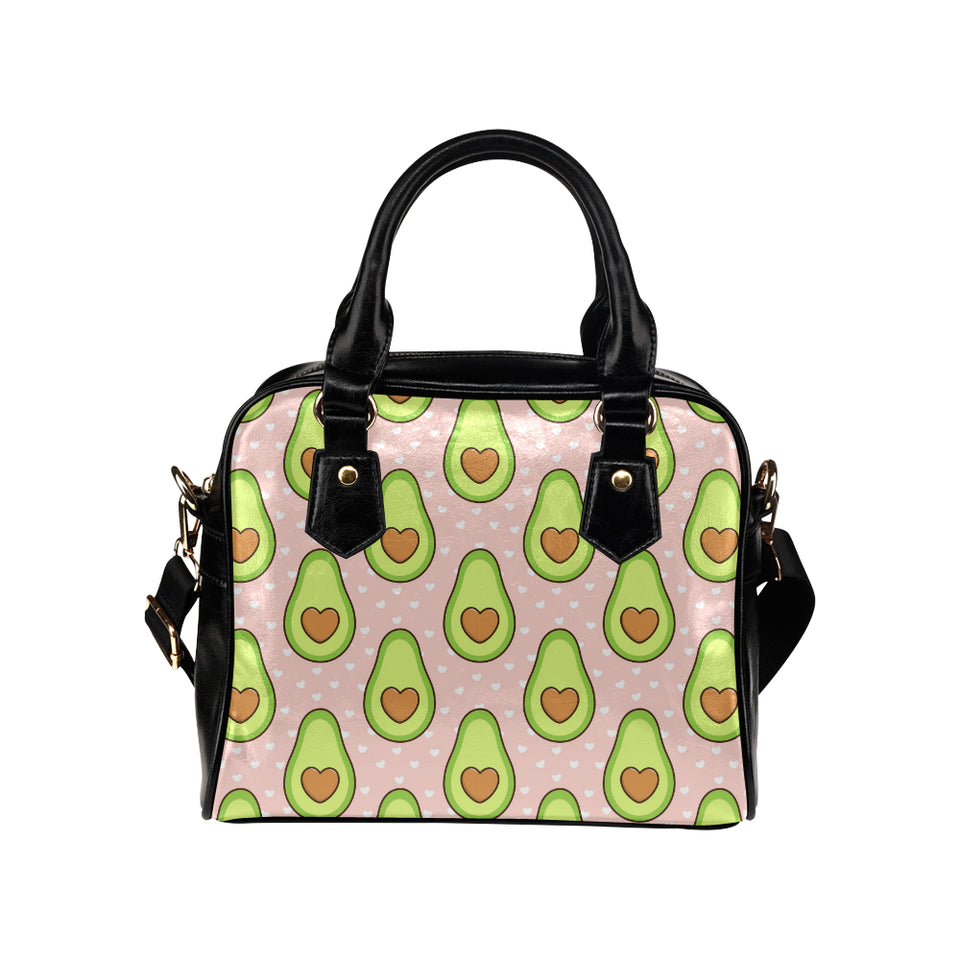 Avocado heart pink background Shoulder Handbag