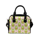 Avocado heart pink background Shoulder Handbag