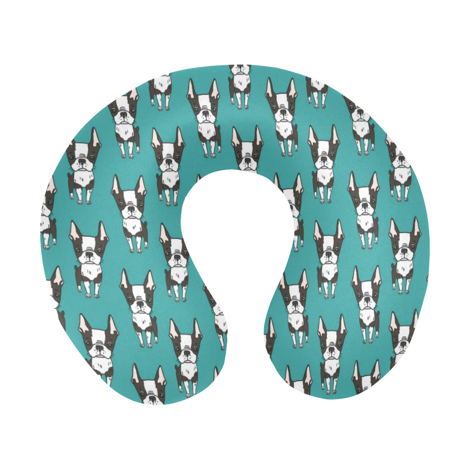 Hand drawn boston terrier dog pattern U-Shaped Travel Neck Pillow