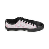 Watercolor pink heart pattern Men's Low Top Canvas Shoes Black