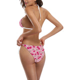 cherry flower pattern pink background Sexy Bikinis Two-Piece Swimsuits