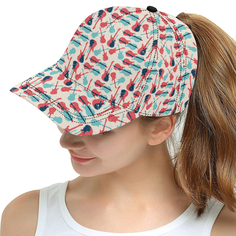 Red Blue guitar pattern All Over Print Snapback Cap