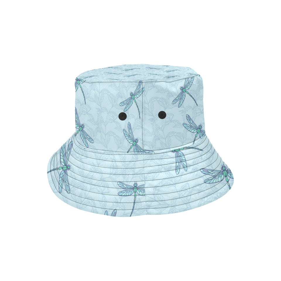 Dragonfly pattern blue background Unisex Bucket Hat