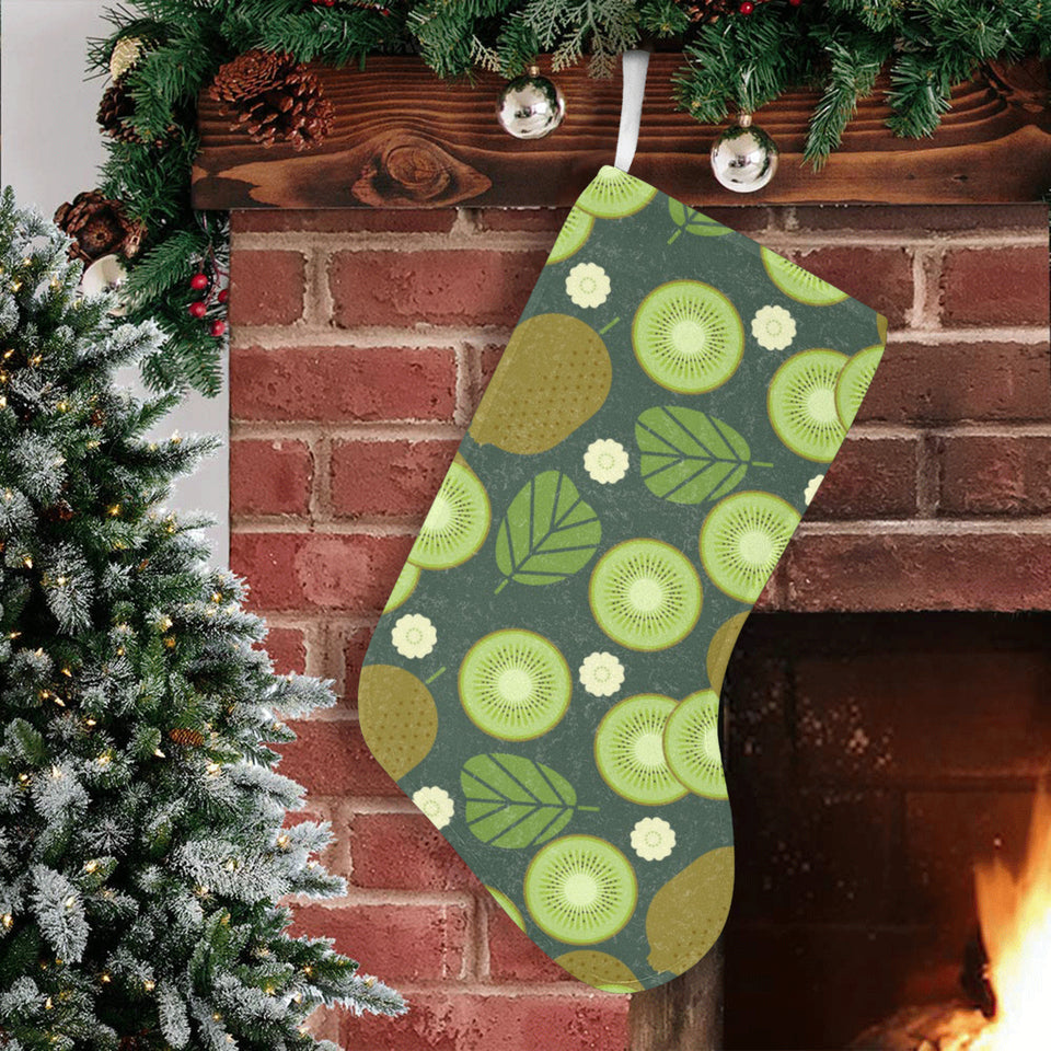 Whole sliced kiwi leave and flower Christmas Stocking