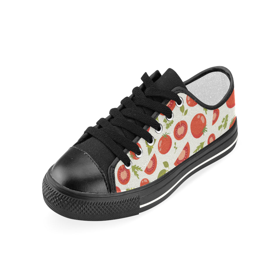 Tomato pattern Women's Low Top Canvas Shoes Black
